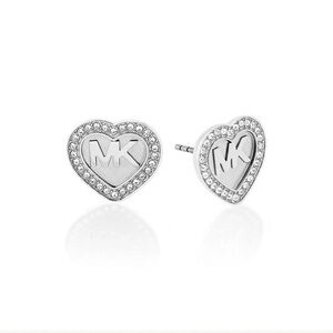Michael Kors  Fulton Silver Tone St St Hearts Stud Earrings Jewelry